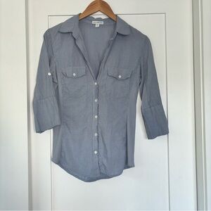 James Perse 3/4 Sleeve Button Down Blouse